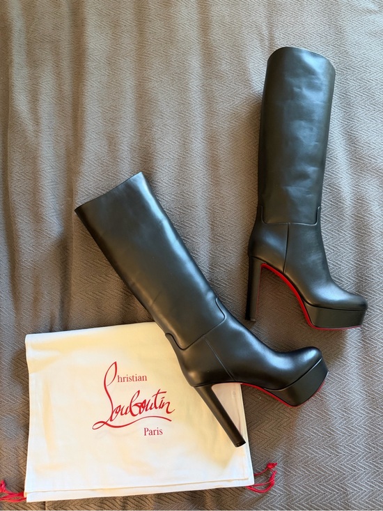 Christian Louboutin Shoes - Christian Louboutin Loo Botta Alta Black Leather Platform Boots